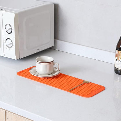 MicoYang Silicone Dish Drying Mat for Multiple Usage,Easy clean,Eco-friendly,Heat-resistant Silicone Mat for Kitchen Counter,Sink,Bar,Bottle,or Cup Orange M 17 inches x 6 inches - Image 7