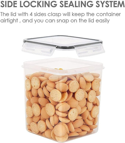 Vtopmart Food Storage Containers 2.5L / 84.5oz, 4 Pieces BPA Free Plastic Airtight Canister for Flour, Sugar, Baking Supplies, with 4 Measuring Cups and 24 Labels, Black - Image 4