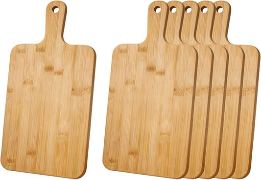 ZeQi 6PCS Bamboo Cutting Board with Handle (6PCS, 16"L x 7.8"W), Wooden Cutting Boards, Chopping Board, Charcuterie Board, Serving board for Cheese, Bread, Pizza, Vegetables & Fruits by ZeQi