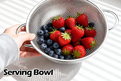 Leonyo Stainless Steel Colander for Kitchen, Micro-Perforated Metal Strainer with Handles for Draining Pasta, Strainers and Colanders Set of 3(1-3-5Quart) for Rinsing, Steaming, Dishwasher Safe - Image 9