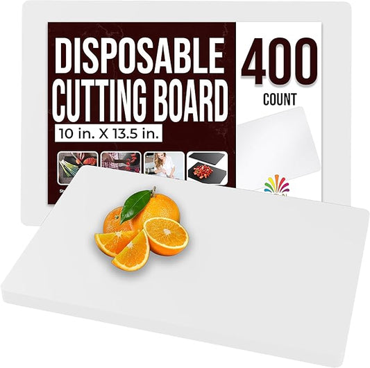 Crown Display Disposable Cutting Boards for Kitchen 400 Count White Cutting Board 10 Inch X 13.5 Inch Flexible Cutting Boards For Kitchen ~ Patent Pending ~ Recyclable Disposable Cutting Board Sheets