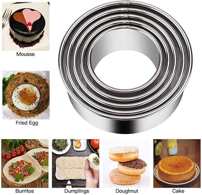 5 Pieces Biscuit Cookie Cutters Set,Stainless Steel Circle Round Cookie Biscuit Cutters in Graduated Sizes Shape Molds for Pastries Doughs Doughnuts - Image 3