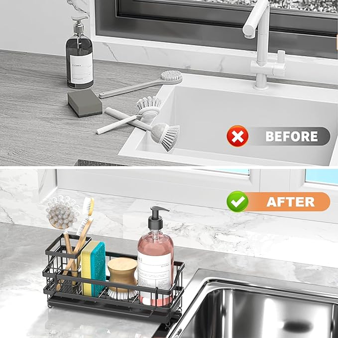 Sponge Holder for Kitchen Sink - Countertop Rustproof Stainless Steel, Kitchen Gadgets Accessories, Sink Caddy - Image 7
