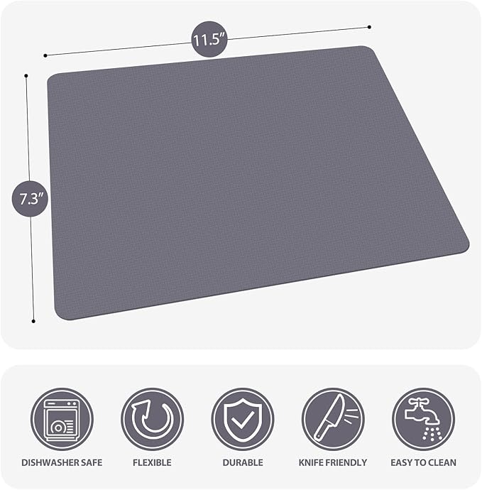 WK Small Flexible Plastic Cutting Boards for Kitchen Set of 3, Non Slip Cutting Mats for Meat, Mini Cutting Board Mats, BPA Free, Dishwasher Safe, 7.3x11.5" - Image 3