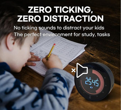 Visual Digital Timer - 60 Min Countdown & Count Up, Large LED Screen with Red Visual Disc, Magnetic Silent Timer for Kids, Seniors, Classroom, Kitchen Cooking, ADHD & Autism Productivity Tool