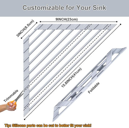 HANZENMA Triangular Sink Rack, Multi-Functional Rack Above the countertop, Foldable Sink Drying mat, Heat-Resistant, Non-Slip, and Rust-Proof Dish Rack (Gray) - Image 2