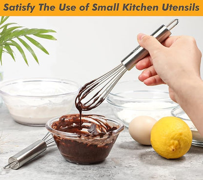 Webake 7.5" Stainless Steel Mini Whisks, 304 Small Metal Whisk for Professional or Home Set of 2 - Image 3