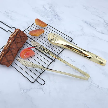 MSY BIGSUNNY Stainless Steel Buffet Tongs - 11" Kitchen Food Tong for Cooking and Serving, Set of 2, Gold - Image 4