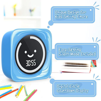 Visual Timer for Kids, 99 Minute Digital Cute Kids Visual Timer Classroom Timer for Homeschool Supplies Study Teaching Time Management Tool Countdown Timer, Blue 2Pack