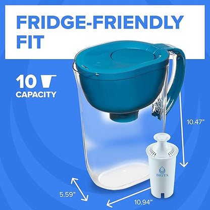 Brita Large Water Filter Pitcher for Tap and Drinking Water with SmartLight Change Indicator, Includes 1 Standard Filter, BPA-Free, Lasts 2 Months, 10-Cup Capacity, Teal - Image 7