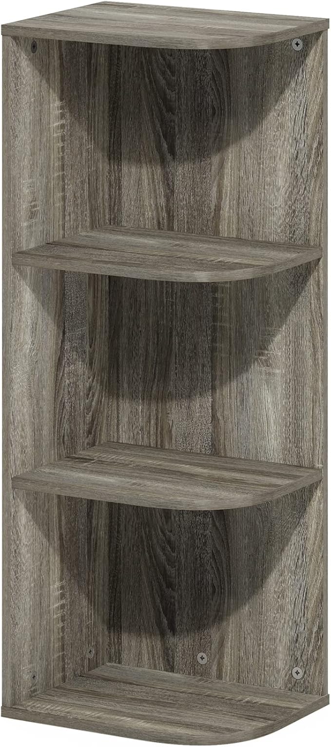 Furinno PASIR Book Shelf, 3-Tier Corner Bookshelf with Open Shelf, Standing Bookcase, 9.3 x 12 x 31.5 for Organization and Storage, for Living Room, Bedroom, Home Office, French Oak by Furinno-FitsYourSpaceFitsYourBudget