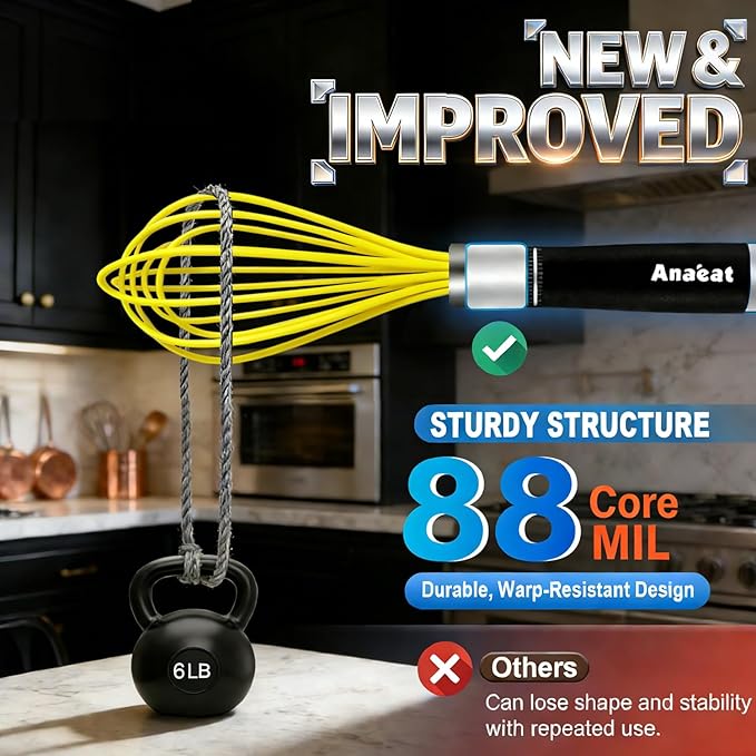 Anaeat Silicone Balloon Whisk, Perfect for Non-Stick Cookware, Milk and Egg Beater Blender, Heat Resistant Kitchen Whisks for Whisking, Cooking, Baking, Beating, Frothing & Stirring (Multicolor) - Image 5