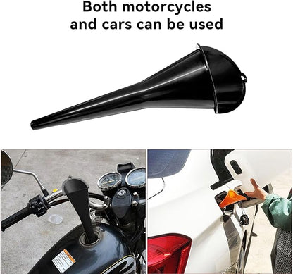 2 PCS Oil Funnel, Automotive Multi-Function Plastic Fuel Funnel with Long Neck, Universal Engine Oil Funnel for Filling Oils Gas Lubricants and Fluids, Car Accessories (2PCS-Black)