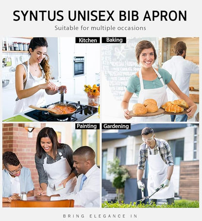 Syntus Apron for Men Women, Adjustable Cooking Kitchen Chef Aprons with 2 Pockets, Cotton/Polycotton/Polyester - Image 7