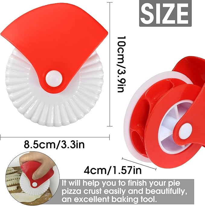 2 Pack Pastry Cutting Wheel, Pastry Wheel Decorator Pie Crust Pastry Wheel and Cutter for Cutting Pastry, Rolled Pastry Pie Crimper, Baking & Cooking Tool for Apple Pie Crust or Ravioli Pasta - Image 2
