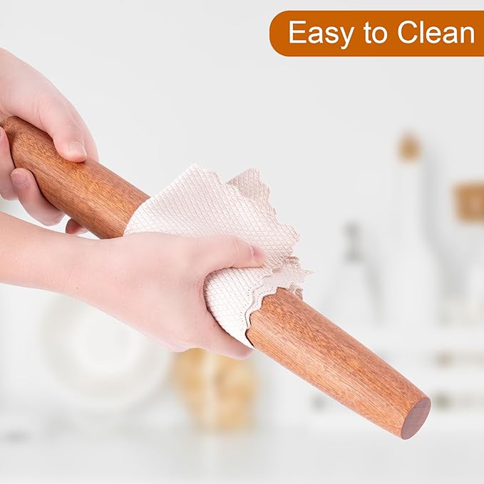 AISOSO French Rolling Pin, 15.75 Inches Wood Rolling Pins for Baking, Extra Long Classic Wooden Dough Roller for Fondant Pizza Pie Crust Cookie Pastry, Kitchen Baking Essentials, Brown - Image 7