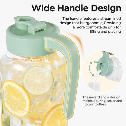 Mason Jar Pitcher - Airtight & Leakproof Glass Pitcher with Lid, Perfect for Breastmilk, Cold Brew, and Sun Tea, 2 Quart (64 oz) Mason Jar with Pour Spout Lid - Image 2