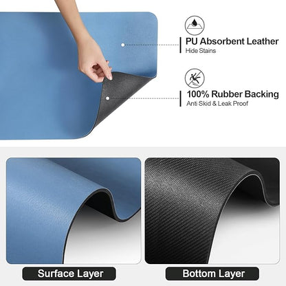 Ecotrim - Dish Drying Mat for Kitchen Counter | Coffee Bar Mat for Countertops | Heat Resistant Drainer Mat with Non-slip Rubber Backed | Hide Stain Kitchen Absorbent Draining Mat | Blue 16"x18" - Image 5