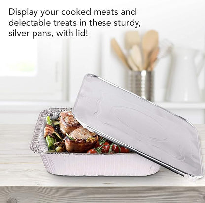 Stock Your Home 9x13 Aluminum Trays with Lids (10 Pack) – Disposable Half Size Deep Pans for Cooking, Storage, BBQ, Grilling, Catering - Image 5