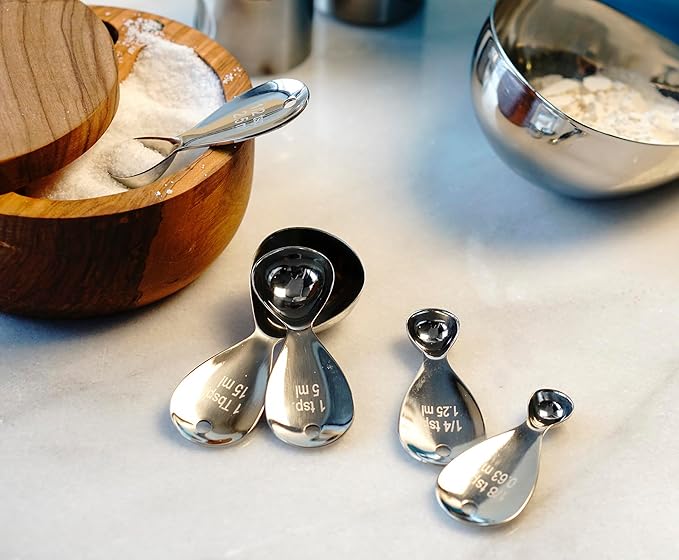RSVP International Endurance Kitchen Collection Measuring Tools, Dishwasher Safe, Teardrop, 5 Piece, Stainless Steel