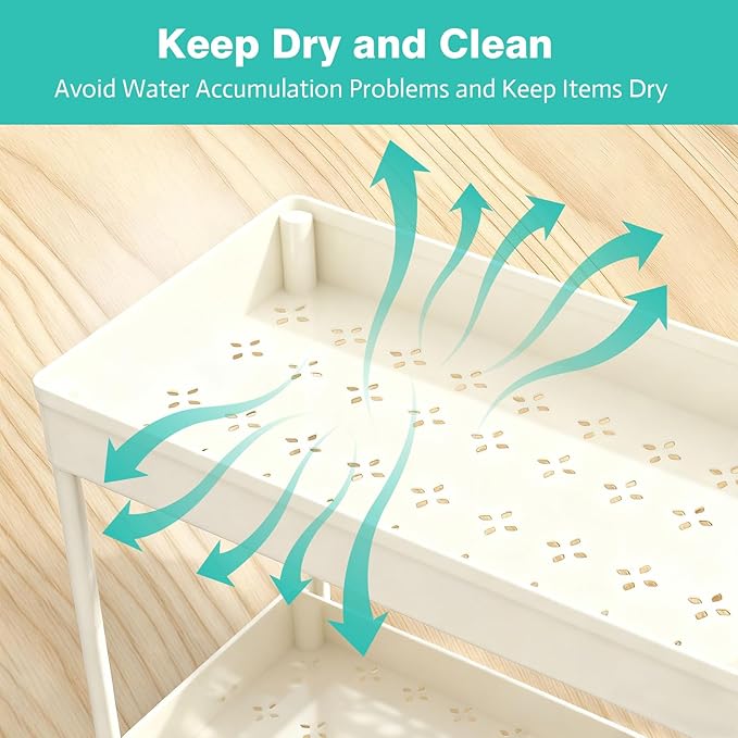 Under Sink Organizers and Storage 2 Pack, Pull-Out Sliding Cabinet Organizer with 2-Tier Storage Shelf & 4 Hooks, Multi-Purpose for Kitchen & Bathroom (13 Inch, White) - Image 5