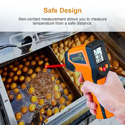 Laser Infrared Thermometer Non-Contact Digital Temperature Gun, -58℉～1112℉(-50℃～600℃) IR Thermometer for Industrial, Kitchen Cooking, Automotive, HVAC (Not for Human Body Temp)