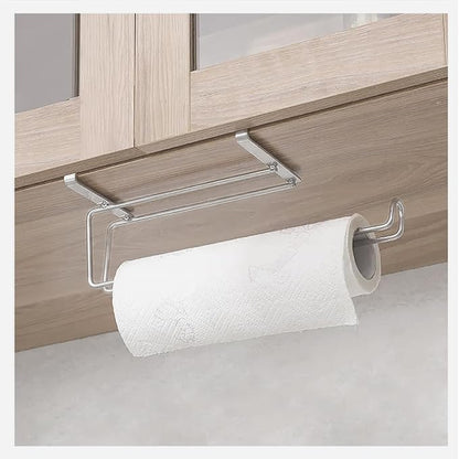 T.R.Sani. Paper Towel Holder Under Cabinet - Hanging Paper Towel Holders, Cabinet Paper Towel Holder, Space-Saving Paper Towel Hanger for Cabinets Under 0.82" - Stainless Steel, Silver, 1 Pack