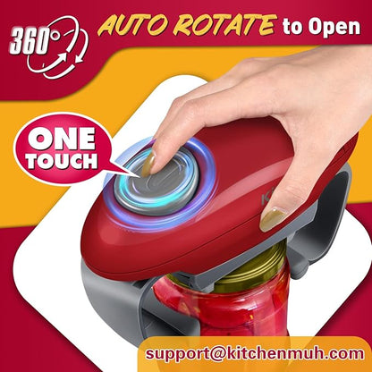 Higher Torque Electric Jar Opener for Seniors with Arthritis Fit Almost Jars Size, Strong Tough Automatic Jar Opener for Weak Hands, Hands Free Battery Operated Bottle Opener for Arthritic Hands Red - Image 2