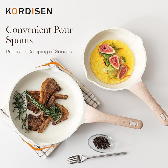 Kordisen Nonstick Ceramic Frying Pan, 11 Inch Ceramic Skillet, Healthy Non Toxic Cooking Pan, Stay-Cool Handle, Induction Compatible, PFOA & PFAS Free, White - Image 9