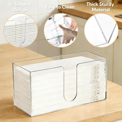 ZAVOOS 2 Pack Acrylic Paper Towel Holder, Folded Countertop Z-fold C-fold Trifold Napkin Dispenser, Clear Hand Towel Storage Holder Tray for Bathroom, Kitchen, Restaurant - Image 4