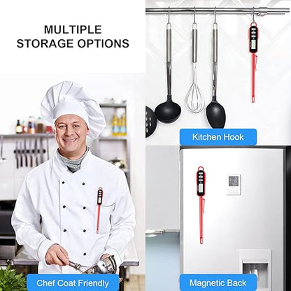 Lonicera Digital Cooking Thermometer for Bread Baking, Food and Water Temperature Measurement. Waterproof and Long Stem with Meat Temp Guide, Display with Backlit (Red) - Image 6