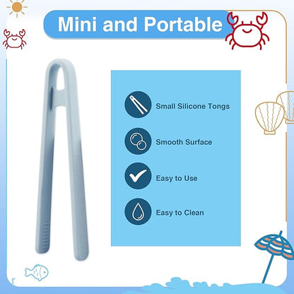 3 Pcs Silicone Mini Tongs 5.5 Inch 3 Colors Small Toddler Tongs, Silicone Toddler Tong for Fine Motor Skills Preschool Sensory Toys and Accessories