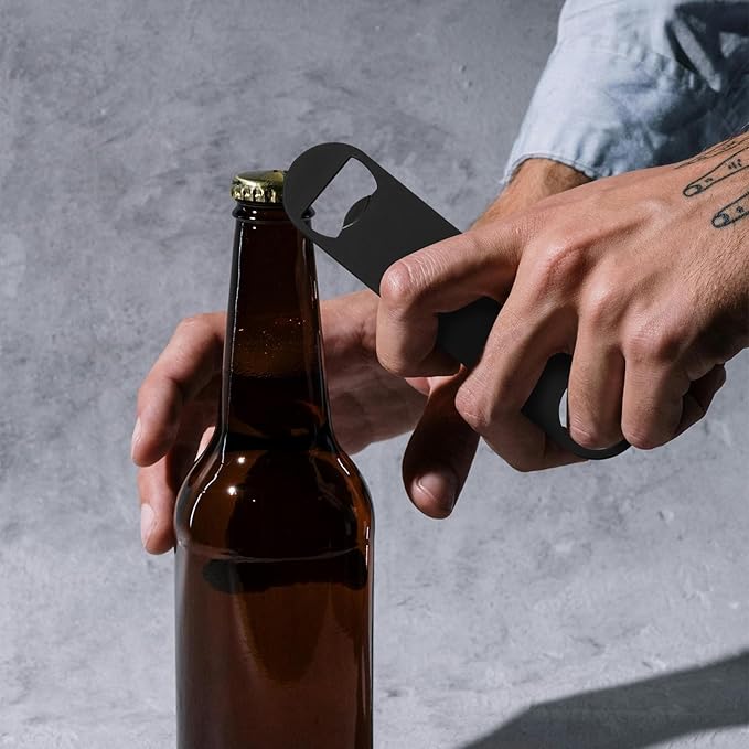 50 Pack Flat Beer Bottle Opener 7 inch Stainless Steel Flat Bottle Opener Beer Bottle Openers for Bartender Kitchen Bar Restaurant (Black) - Image 6