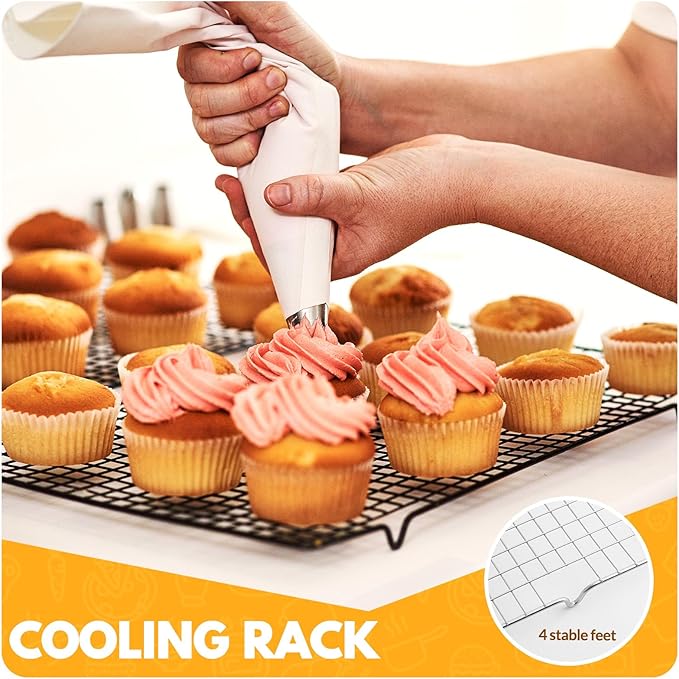 2 PCS Cooling Racks for Cooking and Baking, 15x10 Inches Stainless Steel Cooling Rack, Sheet Pan with Wire Rack for Baking Sheet, Bacon Rack Oven Safe Fits Jelly Roll Sheet Pan - Image 7