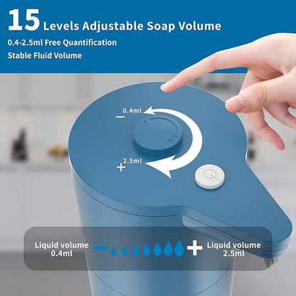 Automatic Soap Dispenser Touchless, Hands-Free, Multi Adjustable Volume, Long Battery Life, Compatible with Thick & Thin Dish/Hand Soap for Bathroom and Kitchen, Easy for Toddlers, Blue - Image 2