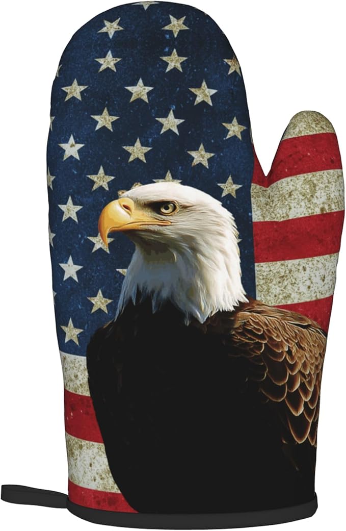 Patriots Oven Mitts - Rustic American Flag Kitchen Mitts Pot Holders Patriotic Hot Mitts 4th of July Hot Pads Sets of 2 for Cooking Baking Grilling - Image 8