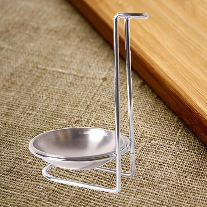 304 Stainless Steel Single Ladle Holder Vertical Spoon Rest Cooking Utensils Stand with 4.3 inch bowl