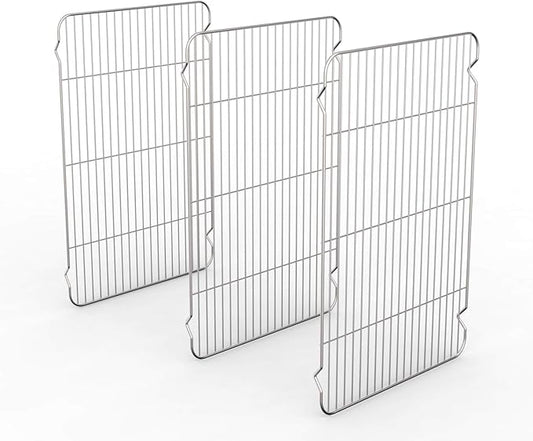 Cooling Rack Set of 3, Baking Rack Stainless Steel Wire Rack for Baking Cooking Roasting Grilling Cooling, 15” x 11” x 0.5” Wire Racks, Fit Various Size Cookie Sheets Oven