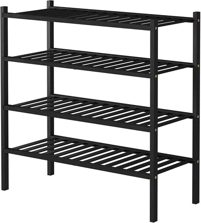 ROMGUAR CRAFT 4 Tier Bamboo Shoe Rack for Closet Free Standing Wood Shoe Shelf for Entryway Small Space Stackable 27"x11"x26" (Black) - Image 7