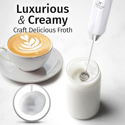 Zulay Kitchen Rechargeable Milk Frother Handheld Lux - Powerful 2-Speed Motor, Waterproof, 2000mAh Battery - Drink Mixer for Latte, Cappuccino, Matcha & Protein Powder - White Marble - Image 2