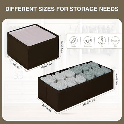 DIMJ Drawer Organizer Clothes, Underwear Drawer Organizer, Set of 4 Foldable Closet Drawer Bins, Fabric Drawer Dividers for Baby Clothes, Socks, Belt, Tie (Brown) - Image 5