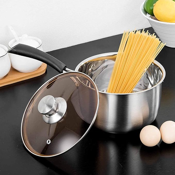 TeamFar 1 Quart Saucepan, Stainless Steel Saucepan with Lid, Small Sauce Pot Milk Pan Cookware for Home Cooking, Non Toxic & Healthy, Easy Clean & Dishwasher Safe - Image 4