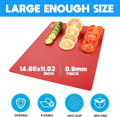 Goodluck 4 Pieces Flexible Cutting Boards, BPA Free Plastic Cutting Boards for Kitchen, Non Slip Cutting Mat for Meat and Vegetables - Image 2