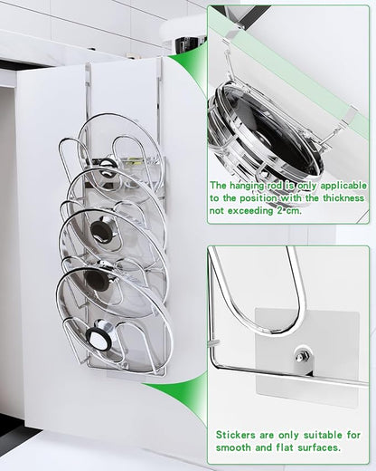 Pot Lid Organizer,304stainless steel door hanging pot lid rack (Modern,Four-layer) - Image 4