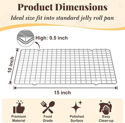 Cooling Racks for Cooking and Baking - 2 PCS 10" x 15" Grid Wire Baking Rack for Oven Cooking, Baking, Grilling, Roasting - Dishwasher Safe Bacon Rack - Fits Jelly Roll Cookie Sheet Pan - Image 2