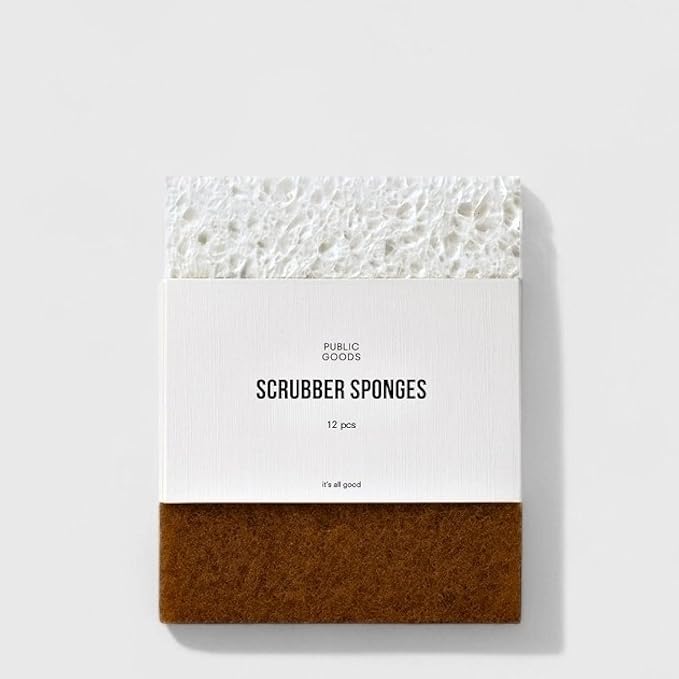 Public Goods Scrubber Sponge | Cleaning & Scrubbing Sponges for Dishes & Kitchen Sink | Natural, Plant-Based Sponges | Pack of 12 by PublicGoods