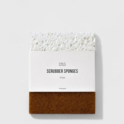 Public Goods Scrubber Sponge | Cleaning & Scrubbing Sponges for Dishes & Kitchen Sink | Natural, Plant-Based Sponges | Pack of 12 by PublicGoods
