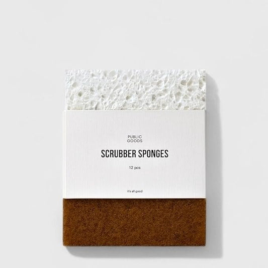 Public Goods Scrubber Sponge | Cleaning & Scrubbing Sponges for Dishes & Kitchen Sink | Natural, Plant-Based Sponges | Pack of 12 by PublicGoods