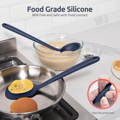 Silicone Kitchen Cooking Utensil Set: U-Taste High Heat Resistant 13.6in Kitchen Gadgets, BPA Free Non Stick Rubber Cook Accessories For Stir Frying, Serving, Basting, Mixing (5 Pieces, Midnight Blue) - Image 3