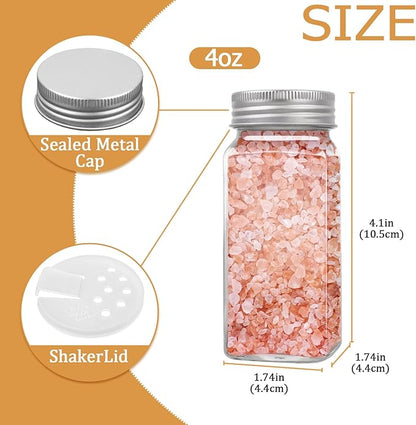 ZUFECY 4oz Glass Spice Bottles with Shaker Lids, Restaurant & Home Kitchen Storage | Square Air-Tight Containers for Spices, Salt, Pepper (Set of 6, 120ml)​ - Image 2